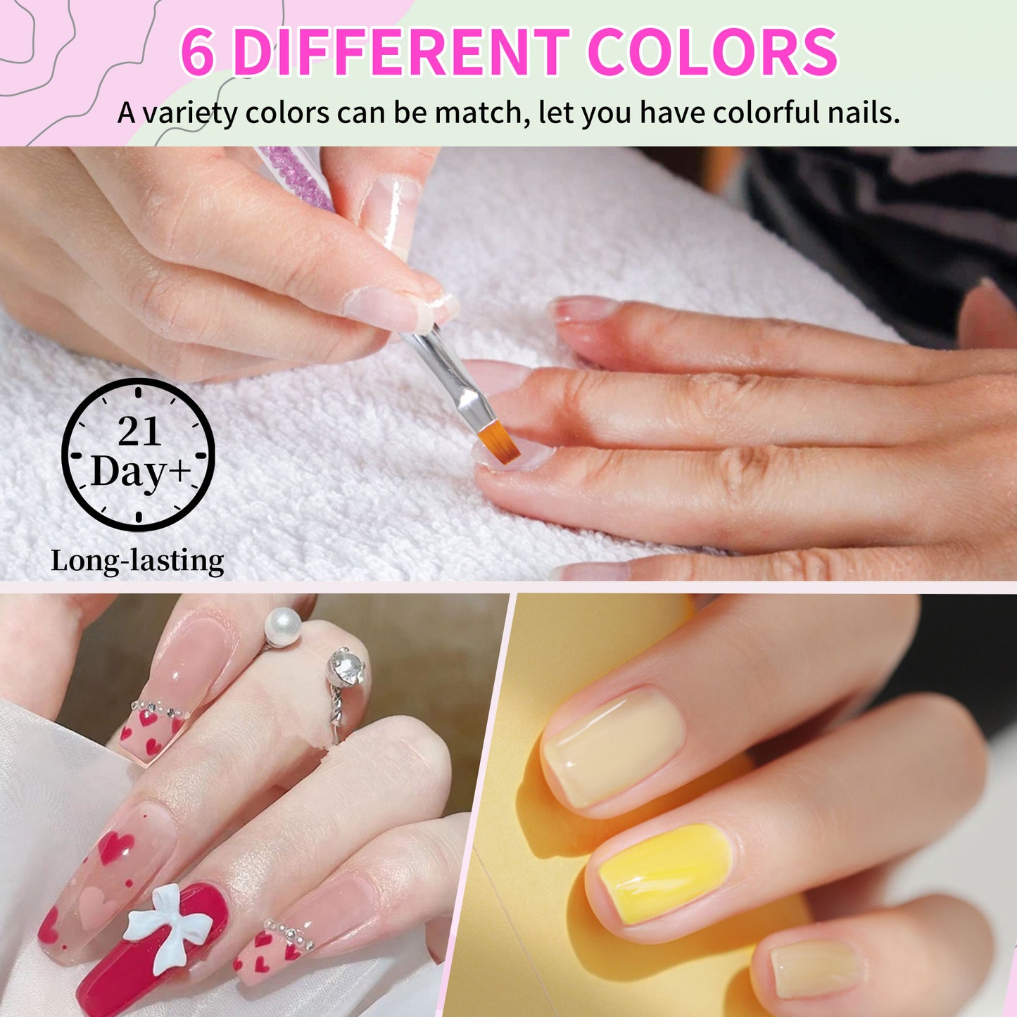 Neon Space - 6 Colors Solid Cream Gel Nails Polish Set