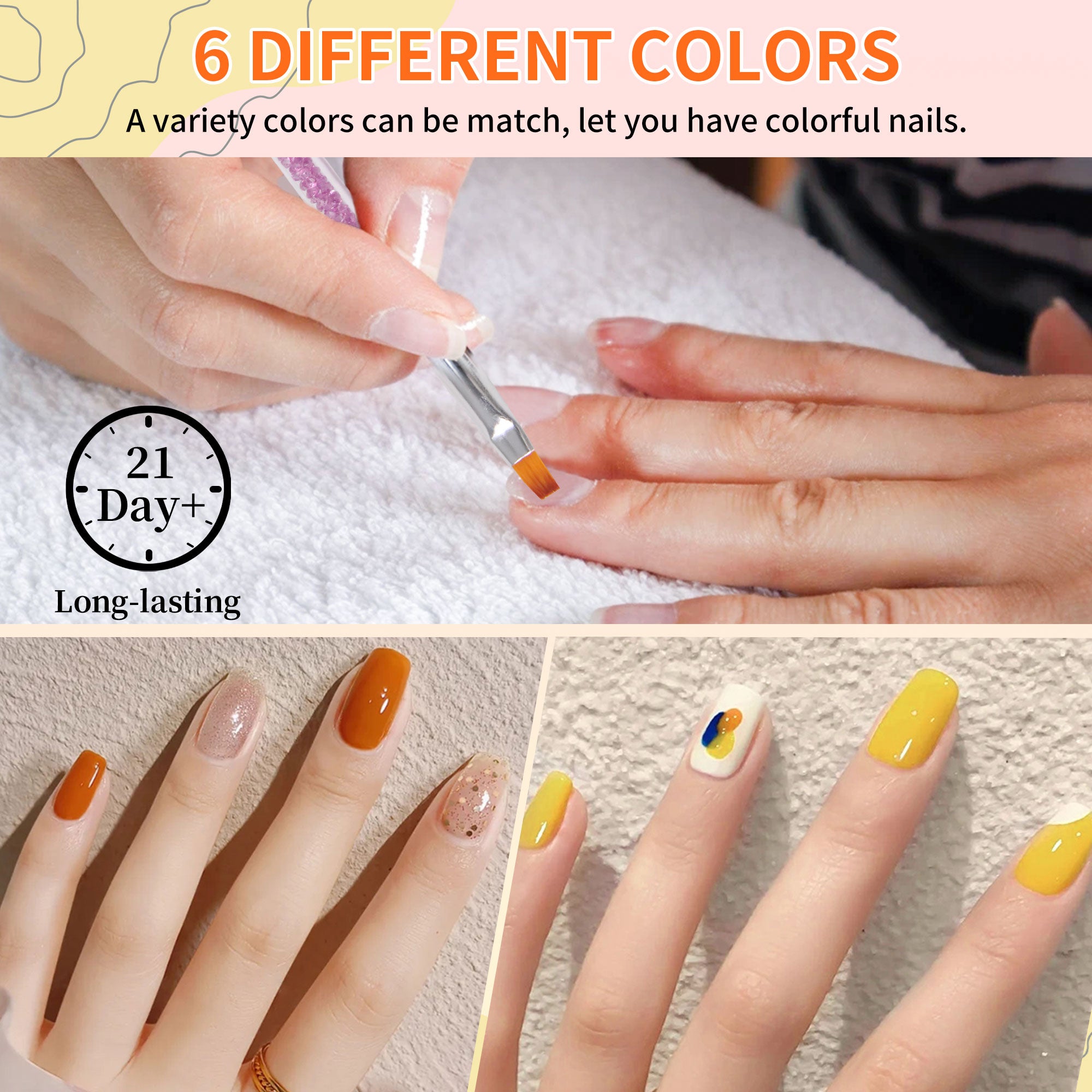 Summer Color Series - 6 Colors Solid Cream Gel Nails Polish Set Total 36 Colors