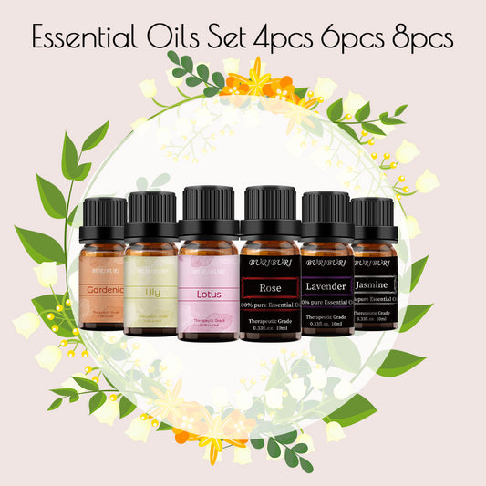 4pcs / 6pcs / 8pcs 10ml Natural Essential Oils Sets for Aromatherapy, Diffuser, Spa, Massage, DIY Candle Making