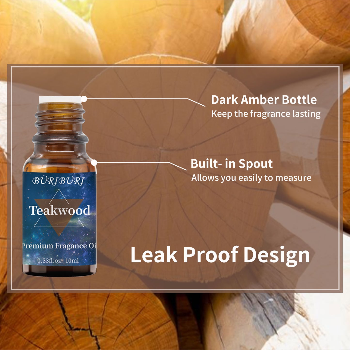 Premium Grade Teakwood Scented Fragrance Oil - 10ml