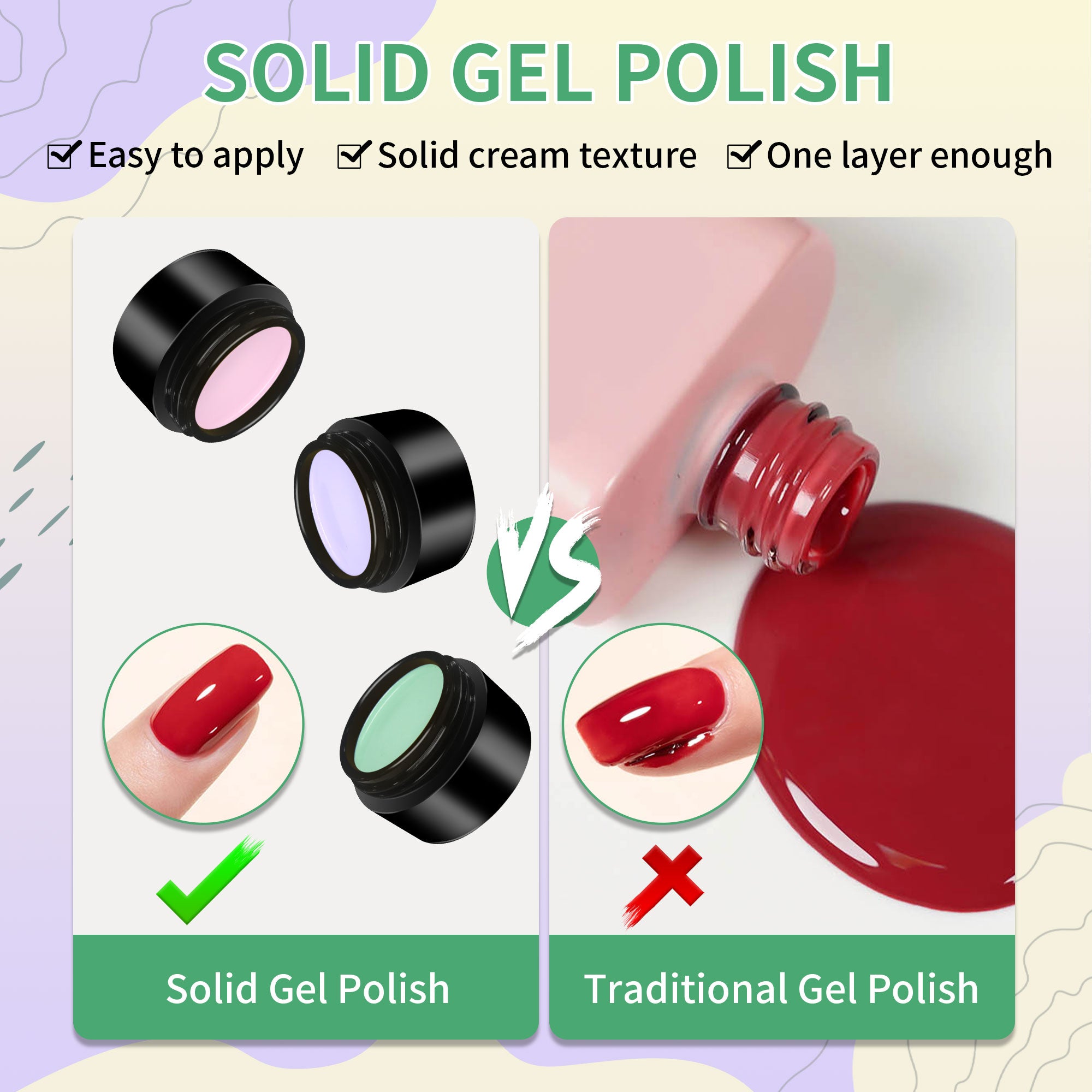 Ice Cream - 6 Colors Solid Cream Gel Nails Polish Set