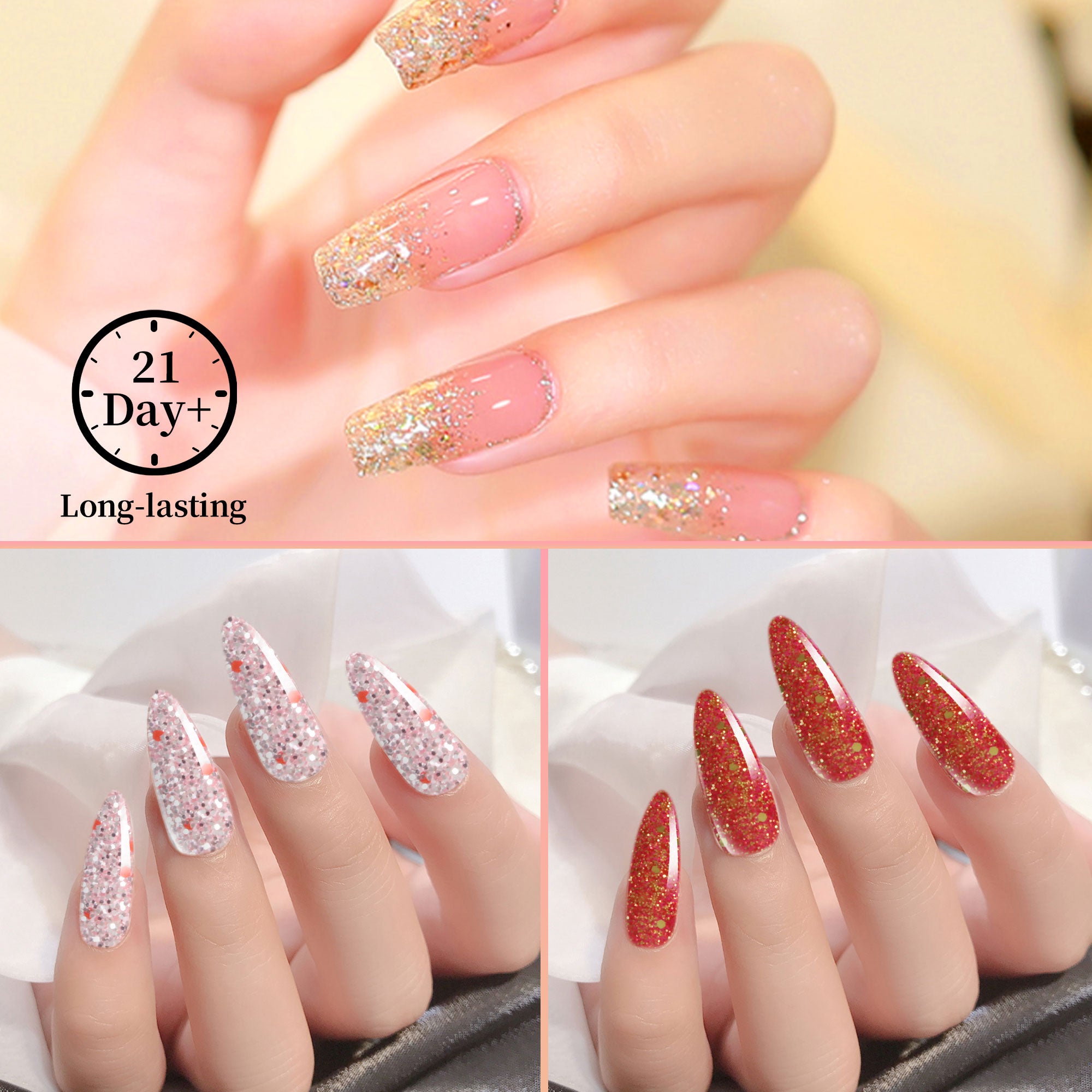 Festive Atmosphere - 6 Colors Nails Glitter Acrylic Powder Set