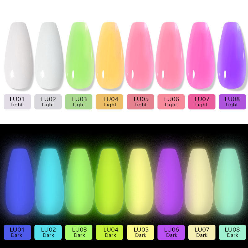 8 Colors Luminous Poly Nails Gel Nail Extension Gel Glow in the Dark