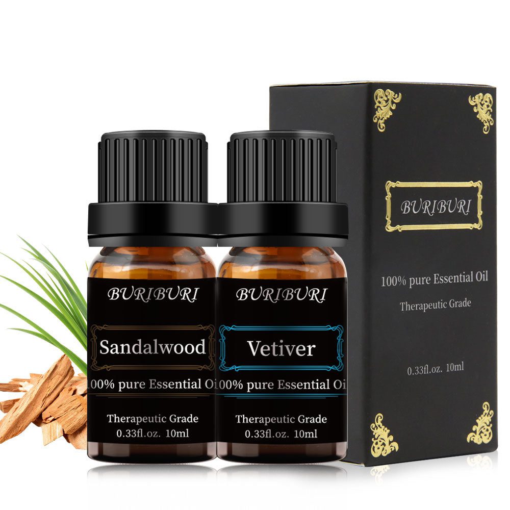 2pcs 10ml Sandalwood + Vetiver Essential Oil Set