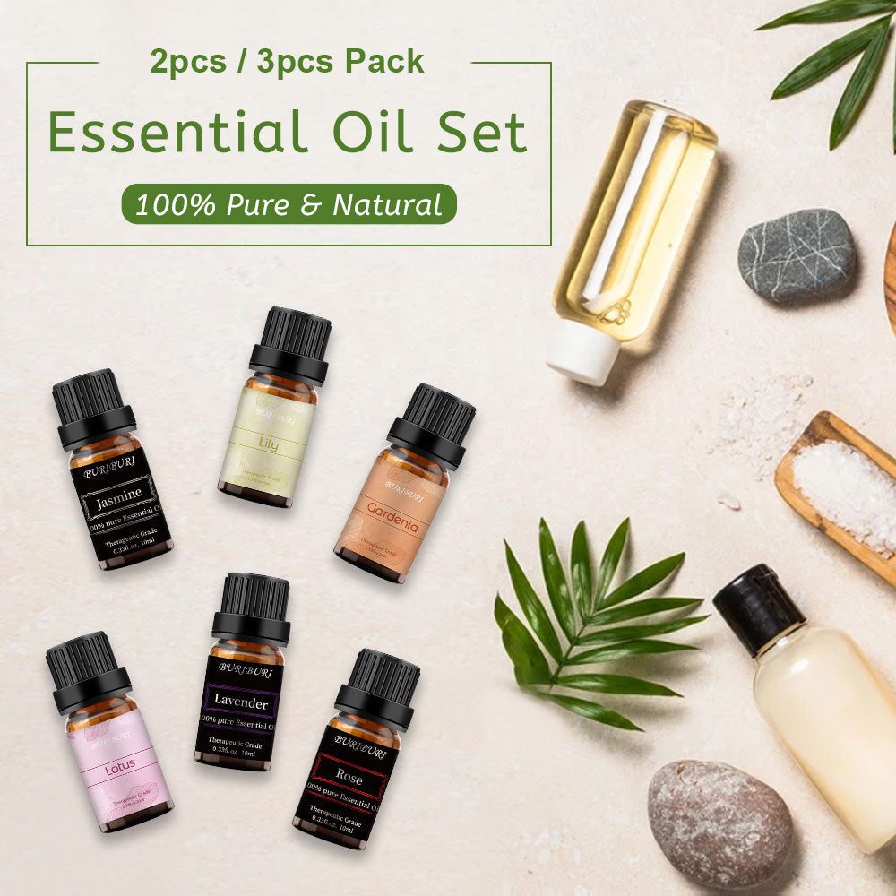 2pcs / 3pcs 10ml Natural Essential Oils Sets for Aromatherapy, Diffuser, Spa, Massage, DIY Bath Bomb & Candle Making