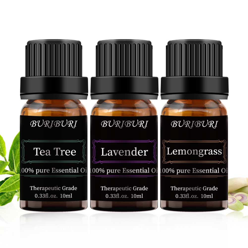 tea tree, lavender, lemongrass essential oils